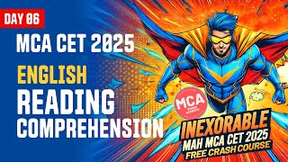 English Reading Comprehension for MAH MCA CET 2025  DAY 6 🚀 INEXORABLE Free Crash Course 🔥 [upl. by Orabla]