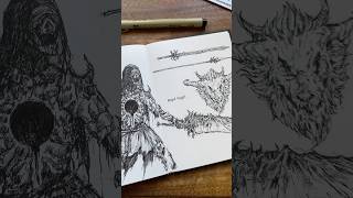 Ringed Knight drawing darksouls3 traditionalart drawing [upl. by Eiclud]