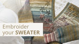 HOW to EMBROIDER flowers on a knitting machine SWEATER  creativeyarn [upl. by Shayna585]