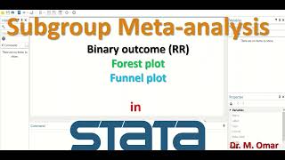 Subgroup meta analysis binary outcome risk ratio funnel forest plot in STATA [upl. by Erdnael979]