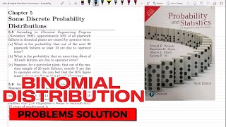 Problem 55 amp 56 Binomial Distribution  Exercise Solution of Probability amp Statistics by Walpole [upl. by Leuqar]