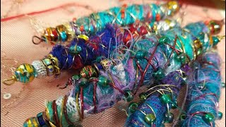 Boho bead making using fibers [upl. by Ruenhcs943]