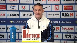 Point presse  Silvan Hefti avant FeigniesAulnoye vs MHSC Coupe [upl. by Quick]