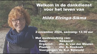 Afscheidsdienst Hilda ElzingaSikma [upl. by Aihsak]