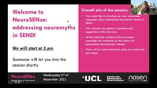 NeuroSENse Addressing Neuromyths in SEND  November 03 2021 [upl. by Ainessey]