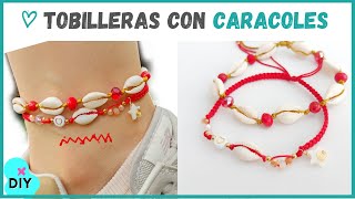 Como hacer TOBILLERAS de HILO con CONCHAS O CARACOLES 🐌  tobilleras para el verano [upl. by Afra]