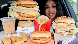 MCDONALDS MUKBANG Chicken Big Mac Nuggets McChicken Cheese Danish Fries Pumpkin Coffee [upl. by Weitzman946]