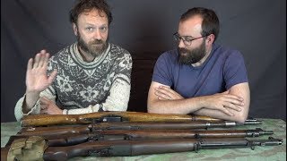 Lindybeiges 4 Mad Minutes Swiss K31 Mauser Kar98k LeeEnfield No4 and US M1 Garand [upl. by Nileve]