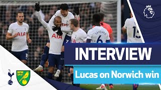 “I score some nice goals”  Lucas Moura postmatch reaction  SPURS 30 NORWICH [upl. by Augustus]