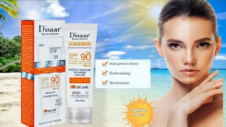 Disaar Beauty Skincare Sunscreen SPF90MAX OilFree Radical ScavengerAntiOxidant UVA UVB‎Moni22932 [upl. by Tegdig]