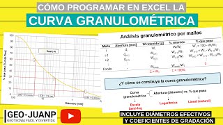 Cómo programar una curva granulométrica en EXCELr [upl. by Yessej150]