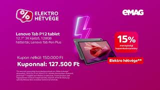 Elektro hétvége az eMAGon Lenovo Tab P12 Tablet 15 mennyiségi kuponkedvezménnyel 127500 Ft [upl. by Toinette]