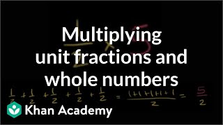 Multiplying unit fractions and whole numbers  Fractions  PreAlgebra  Khan Academy [upl. by Anelram]