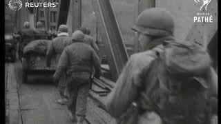 US Army troops cross Remagen Bridge 1945 [upl. by Aineval]