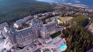 Aerial Video  Banff Springs Hotel and Surrounding Landscape  First Flight [upl. by Viviana]