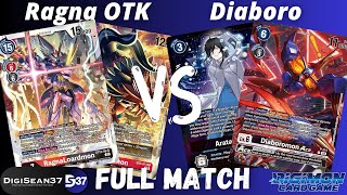 RagnaLoardmon OTK VS Diaboromon  Digimon Card Game  BT15 Exceed Apocalypse [upl. by Ahsinuq]