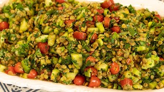 GREEK STYLE LENTIL TABBOULEH Vegan Lenten Recipes [upl. by Drageruaeb]