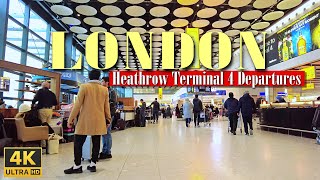 London Heathrow Terminal 4 Departures  Check in walking tour  LHR T4 [upl. by Godred]