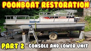 Pontoon boat resto Part 2 center console lower unit quot1989 Lowe 189quot [upl. by Hachmin605]