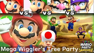 Super Mario Party Jamboree Mario vs Luigi vs Wario vs Waluigi in Mega Wigglers Tree Party [upl. by Ocin]