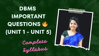 DBMS Syllabus for JNTUK amp JNTUGV  Important Questions for Exam Preparation 💯💥 [upl. by Acinoed]