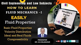 fluid mechanics in civil engineering  properties of fluids  velocity distribution Compressibility [upl. by Louise525]