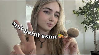 ASMR Spit painting your makeup up close mouth sounds personal attention [upl. by Nede441]