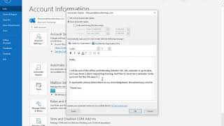 How to set up an out of office automatic reply in Microsoft Outlook for Office 365Exchange [upl. by Katie949]