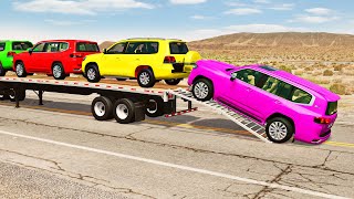 Flatbed Truck Mcqueen  Transportation with Truck  Pothole vs Car 210  BeamNGDrive [upl. by Arrik511]