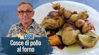 Cosce di pollo al forno con patate americane e aglio al melograno  Si fa così  Chef BRUNO BARBIERI [upl. by Ecnerret]