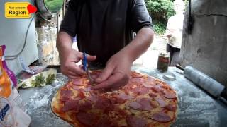 Pizza selber backen 45 cm Steinofenpizza BELEGEN lecker gutes aus dem Steinofen [upl. by Ransome83]