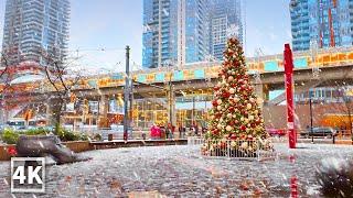 【4K】Snow Walk in Vancouver  First Snowfall of Christmas 2023 Travel Canada Binaural City Sounds [upl. by Platas]