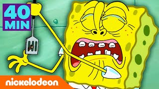 SpongeBob  40 minuten de meest pijnlijke momenten uit Bikinibroek  Nickelodeon Nederlands [upl. by Arikat16]