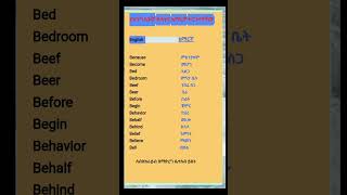 የእንግሊዝኛ ቃላትና አማርኛ ትርጉማቸውEnglish words and their Amharic meanings onlineearning englishlanguage [upl. by Nylsirk]