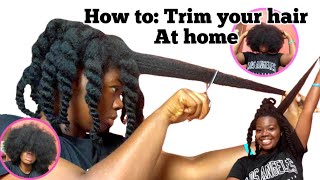 How to trim your own hair at Home  Trimming my natural hair  No Heat [upl. by Varuag]