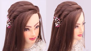 very easy open hairstyle for wedding l mehndi hairstyles l front variation l Twist hairstyles l Eid [upl. by Norraa781]