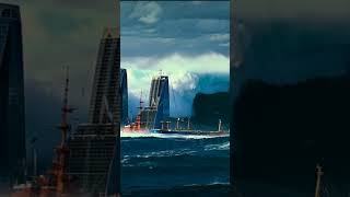 Scary Giant Tsunami tsunami waves nature city sea shorts shortvideo ai ia naturaleza [upl. by Norbel]