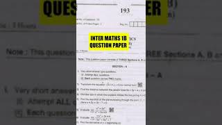 Ap Inter Maths 1B Question Paper 💯 Subscribe for more Videos👍 [upl. by Yliak]