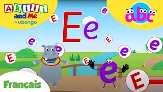 Lettre E  Apprends lalphabet avec Akili  Dessin animé éducatif pour les enfants [upl. by Yelats]