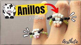 DIY 🐮 Vaquita con Mostacillas 🐮🌿✅ Anillos y collares aesthetic✨ [upl. by Enitsahc744]