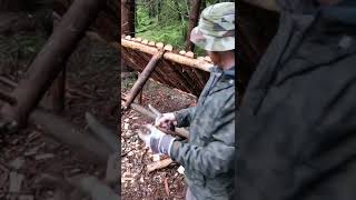 Bushcraft Dowel Joint  Bushcraft Hand Auger  Shelter Building [upl. by Isnam192]