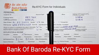 Bank Of Baroda ReKYC Form Fill Up 2024  Bank Of Baroda New ReKYC Form  Bank Of Baroda KYC Form [upl. by Lladnar]