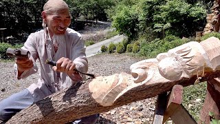 Mountain Old Man Makes Korean Traditional Totem Pole [upl. by Im625]