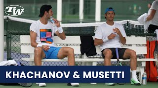 Lorenzo Musetti vs Karen Khachanov ATP tennis practice drills amp point play at BNP Paribas Open [upl. by Yelnik]