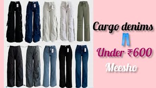 Trendy Denims cargo jeans👖 for womans on meesho 💗 💌 [upl. by Gawen799]