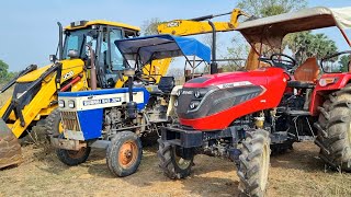 Jcb 3dx Eco Excellence Machine Working For Mud Loading With Mahindra and Swaraj Tractor  Jcb Video [upl. by Eyr121]