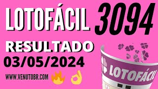 🍀 Resultado Lotofácil 3094 [upl. by Ahsyia152]