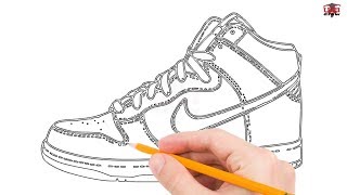 How to Draw Jordans Step by Step Easy for BeginnersKids – Simple Jordan Shoe Drawing Tutorial [upl. by Checani]