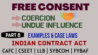 Free Consent  Coercion  Undue Influence  Free Consent  Indian Contract Act  In Hindi  Examples [upl. by Rapp]