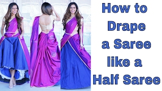 How to wear a Cancan Saree  How to Drape Saree like Half Saree  How to Half Saree  Tia Bhuva [upl. by Lallage]